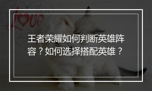 王者荣耀如何判断英雄阵容?如何选择搭配英雄?