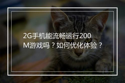 2G手机能流畅运行200M游戏吗？如何优化体验？