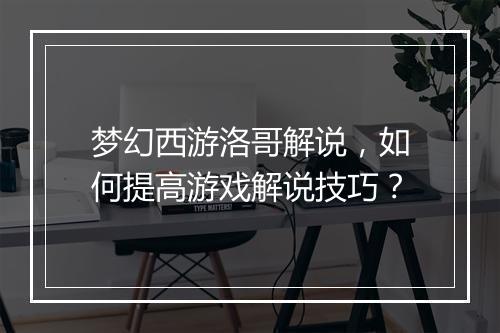 梦幻西游洛哥解说，如何提高游戏解说技巧？