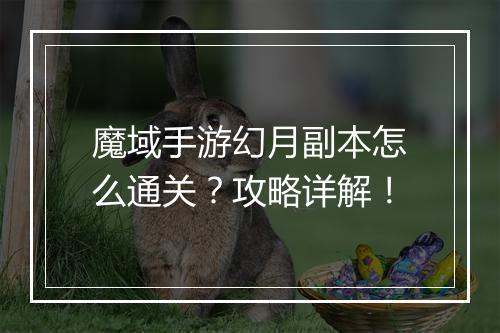 魔域手游幻月副本怎么通关?攻略详解!
