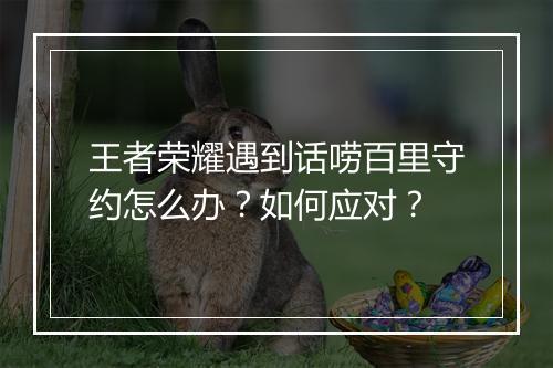 王者荣耀遇到话唠百里守约怎么办?如何应对?