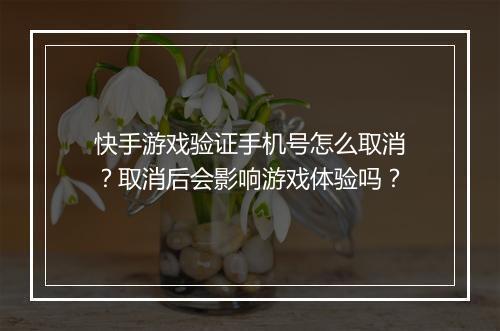 快手游戏验证手机号怎么取消?取消后会影响游戏体验吗?