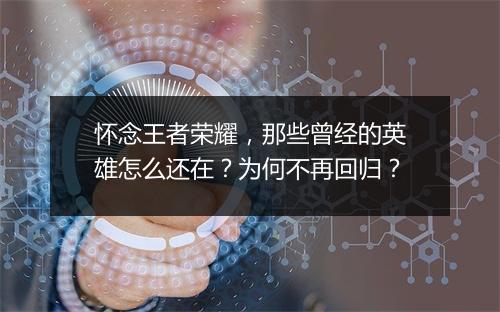 怀念王者荣耀，那些曾经的英雄怎么还在？为何不再回归？