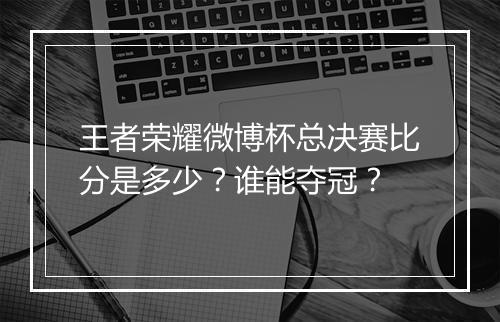 王者荣耀微博杯总决赛比分是多少？谁能夺冠？