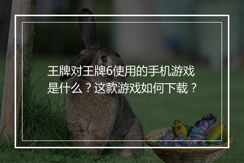 王牌对王牌6使用的手机游戏是什么?这款游戏如何下载?