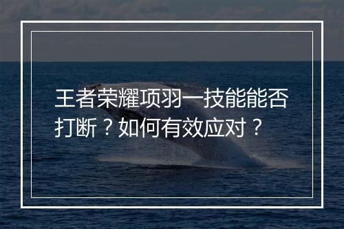 王者荣耀项羽一技能能否打断?如何有效应对?