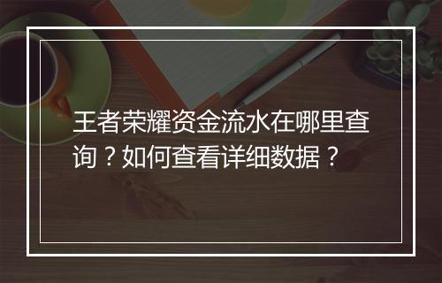 王者荣耀资金流水在哪里查询？如何查看详细数据？
