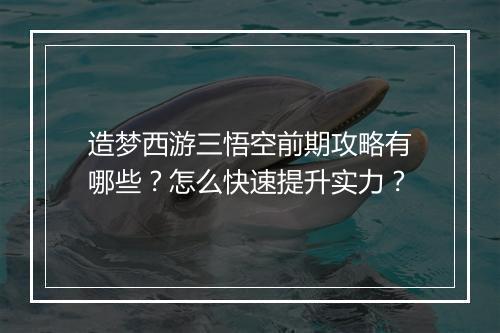 造梦西游三悟空前期攻略有哪些?怎么快速提升实力?