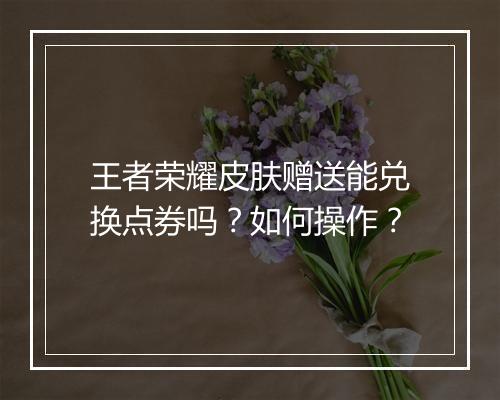 王者荣耀皮肤赠送能兑换点券吗?如何操作?
