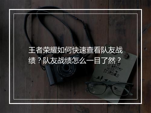 王者荣耀如何快速查看队友战绩？队友战绩怎么一目了然？
