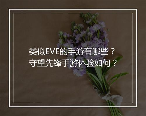 类似EVE的手游有哪些？守望先锋手游体验如何？