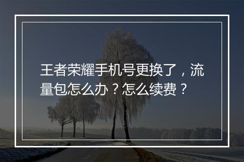 王者荣耀手机号更换了，流量包怎么办？怎么续费？