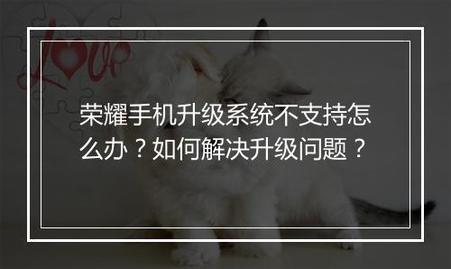 荣耀手机升级系统不支持怎么办?如何解决升级问题?