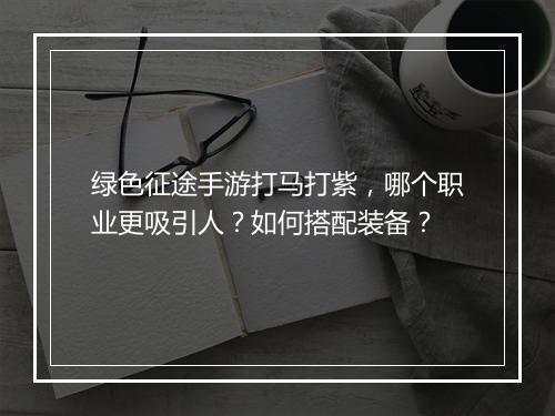 绿色征途手游打马打紫,哪个职业更吸引人?如何搭配装备?