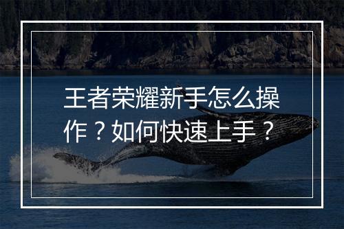 王者荣耀新手怎么操作？如何快速上手？