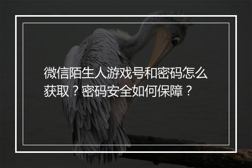 微信陌生人游戏号和密码怎么获取?密码安全如何保障?