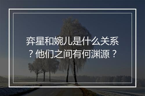 弈星和婉儿是什么关系？他们之间有何渊源？