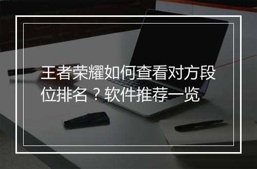 王者荣耀如何查看对方段位排名？软件推荐一览