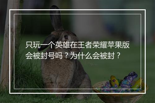 只玩一个英雄在王者荣耀苹果版会被封号吗？为什么会被封？