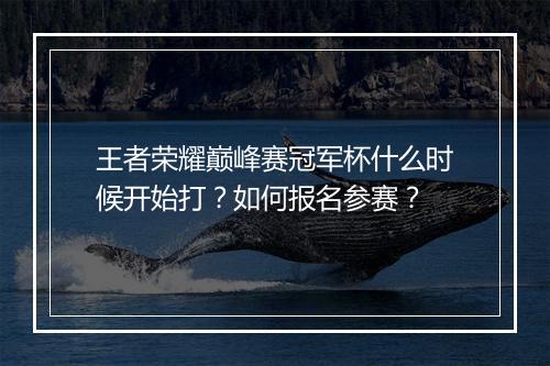 王者荣耀巅峰赛冠军杯什么时候开始打？如何报名参赛？