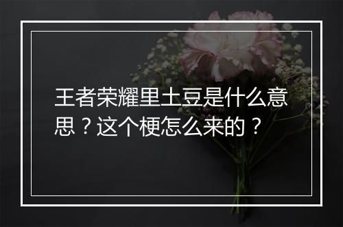 王者荣耀里土豆是什么意思?这个梗怎么来的?