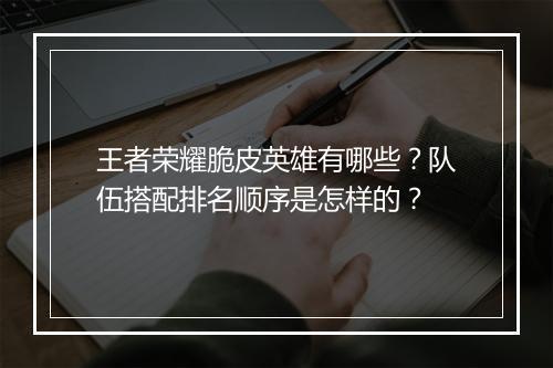 王者荣耀脆皮英雄有哪些?队伍搭配排名顺序是怎样的?