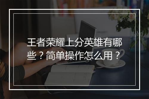 王者荣耀上分英雄有哪些？简单操作怎么用？