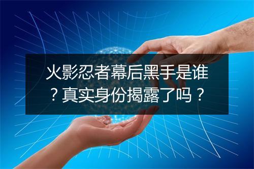火影忍者幕后黑手是谁?真实身份揭露了吗?