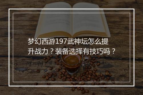 梦幻西游197武神坛怎么提升战力?装备选择有技巧吗?