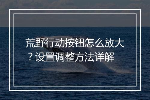 荒野行动按钮怎么放大？设置调整方法详解