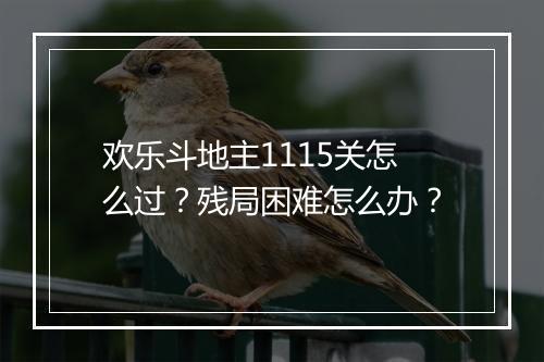 欢乐斗地主1115关怎么过?残局困难怎么办?