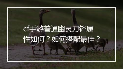 cf手游普通幽灵刀锋属性如何?如何搭配最佳?