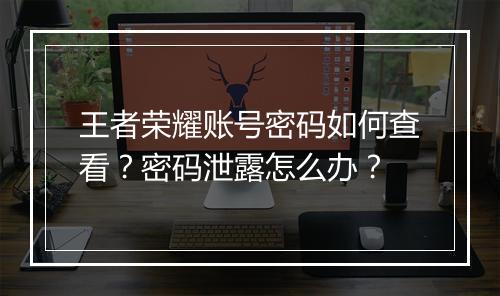 王者荣耀账号密码如何查看？密码泄露怎么办？
