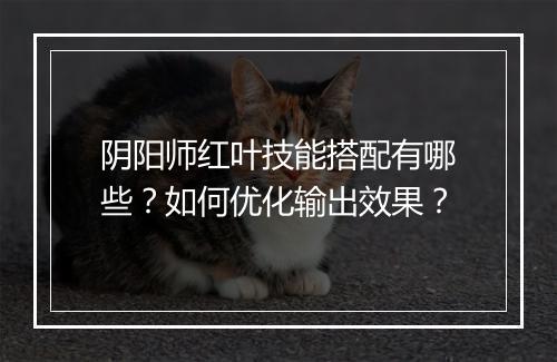 阴阳师红叶技能搭配有哪些？如何优化输出效果？
