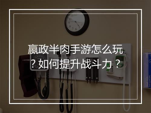 嬴政半肉手游怎么玩?如何提升战斗力?
