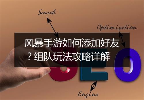 风暴手游如何添加好友？组队玩法攻略详解