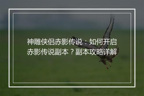 神雕侠侣赤影传说：如何开启赤影传说副本？副本攻略详解