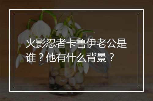 火影忍者卡鲁伊老公是谁?他有什么背景?