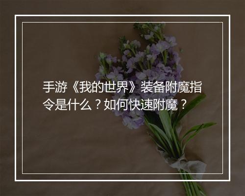 手游《我的世界》装备附魔指令是什么？如何快速附魔？