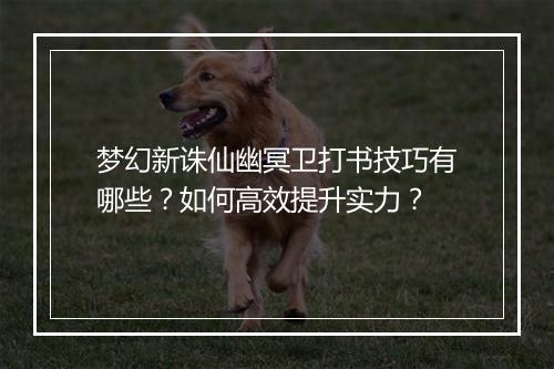 梦幻新诛仙幽冥卫打书技巧有哪些？如何高效提升实力？