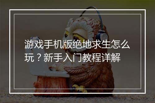 游戏手机版绝地求生怎么玩?新手入门教程详解