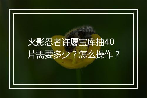 火影忍者许愿宝库抽40片需要多少?怎么操作?