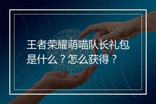 王者荣耀萌喵队长礼包是什么？怎么获得？