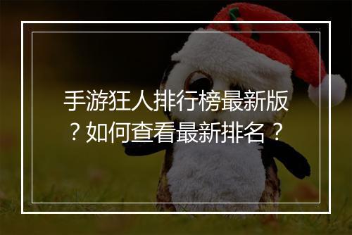 手游狂人排行榜最新版?如何查看最新排名?