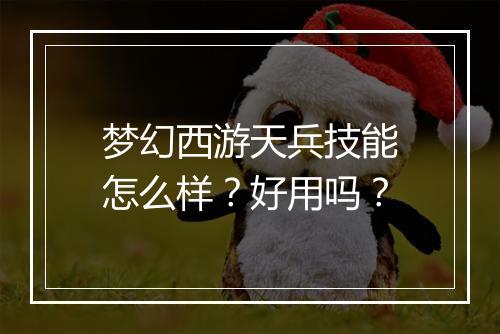 梦幻西游天兵技能怎么样？好用吗？