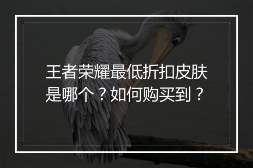 王者荣耀最低折扣皮肤是哪个?如何购买到?