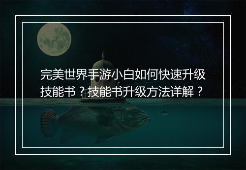 完美世界手游小白如何快速升级技能书？技能书升级方法详解？
