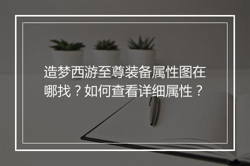 造梦西游至尊装备属性图在哪找？如何查看详细属性？