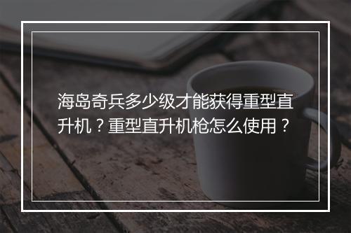 海岛奇兵多少级才能获得重型直升机?重型直升机枪怎么使用?