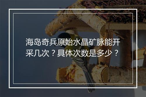 海岛奇兵原始水晶矿脉能开采几次?具体次数是多少?